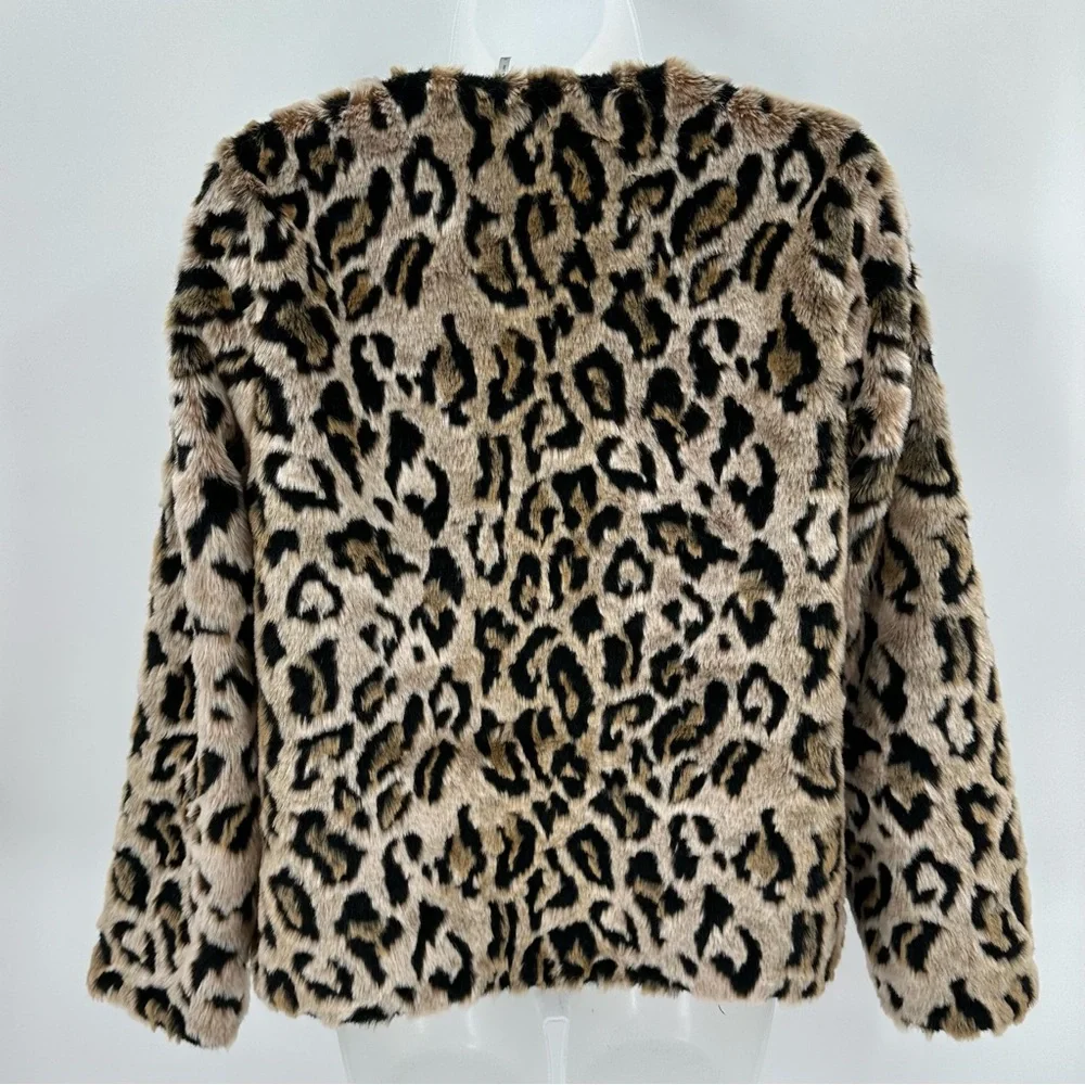 Love Token Faux Fur Jacket Women’s S Cheetah Leopard Short Coat Mob Wife Party - Picture 2 of 13